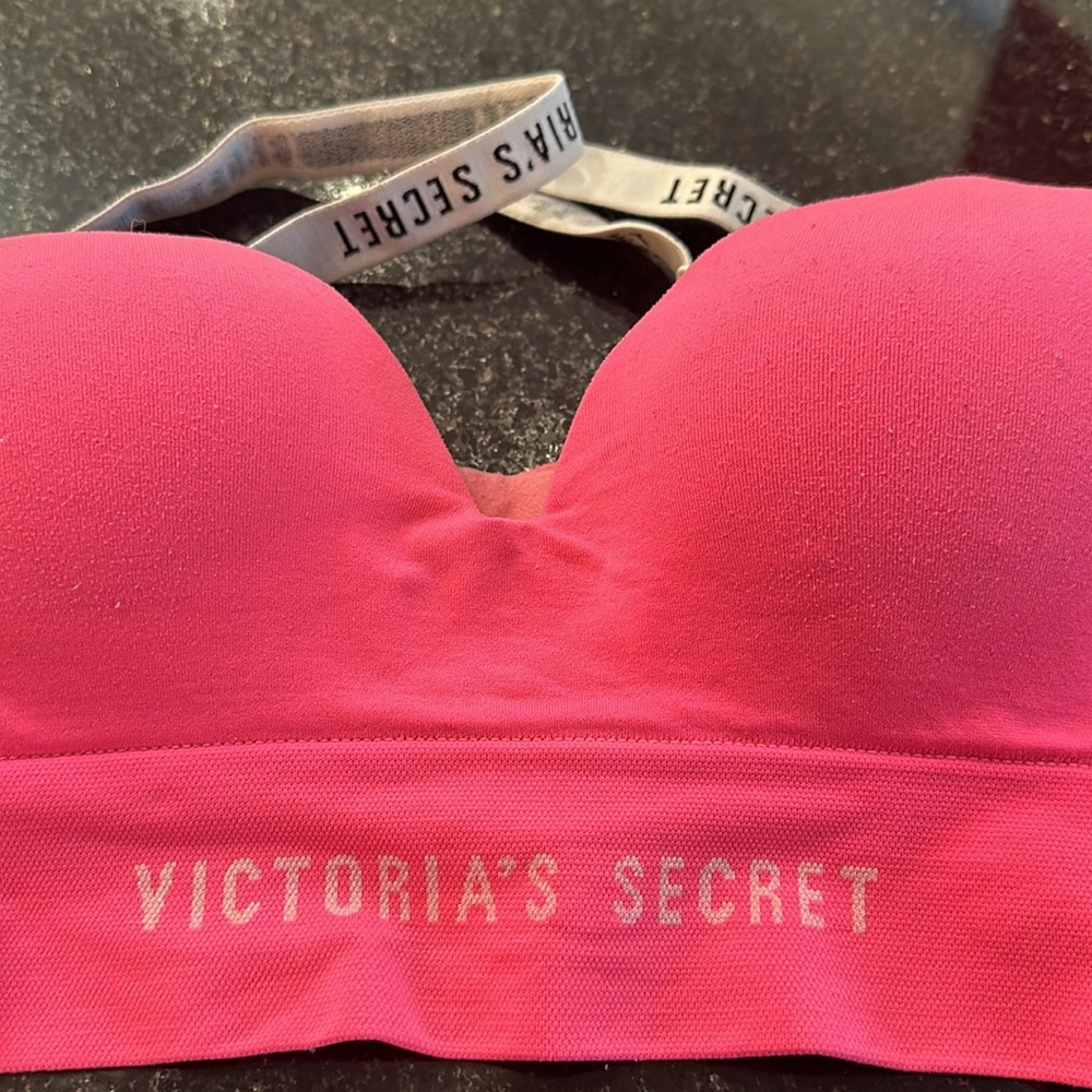Neon pink Victoria secret sports tee shirt bra